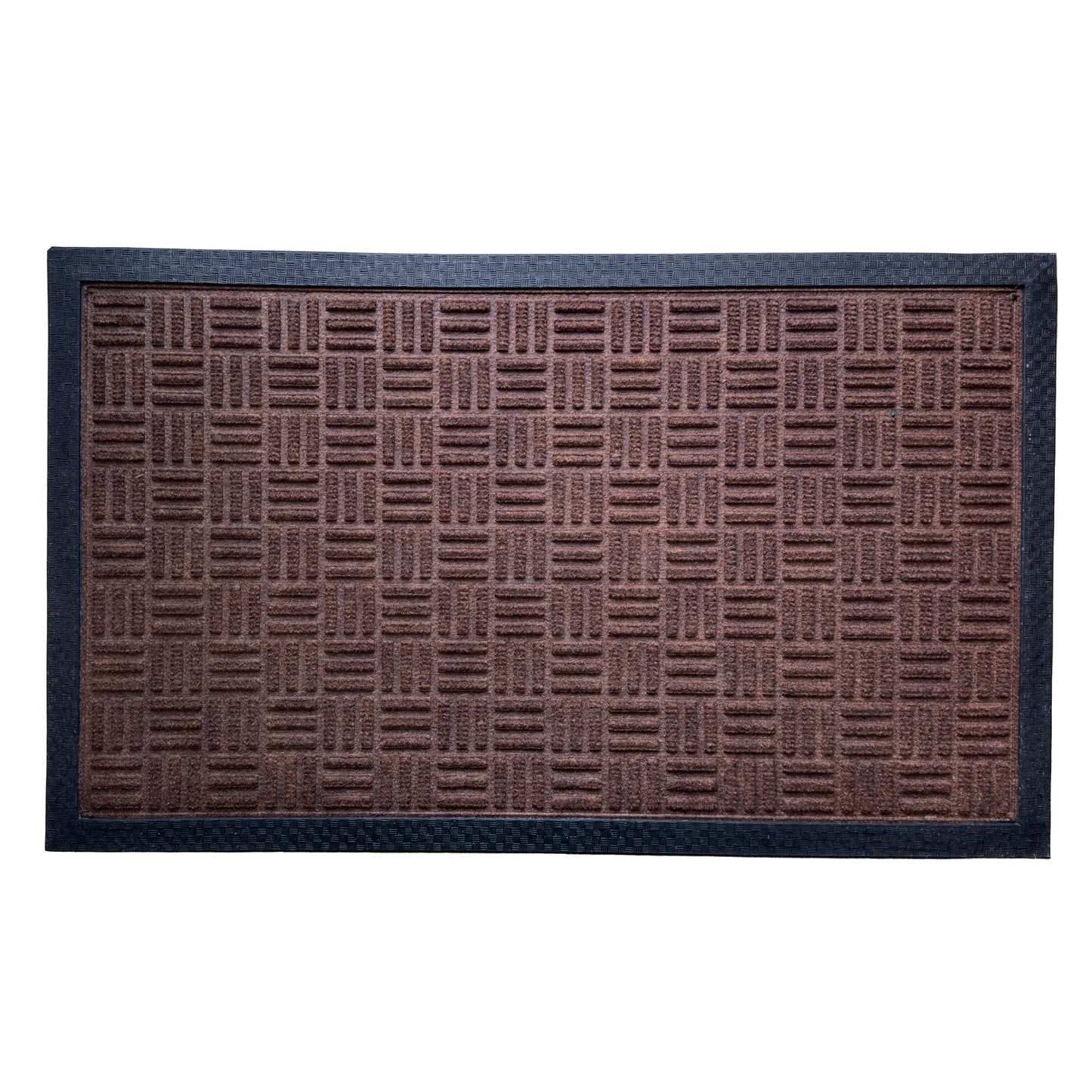 HUSKUS Rectangular Dark grey Rubber-Backed Polypropylene Doormat Stylish, Durable Entrance Mat Brown Design for Homes & Offices 45cm X 75CM