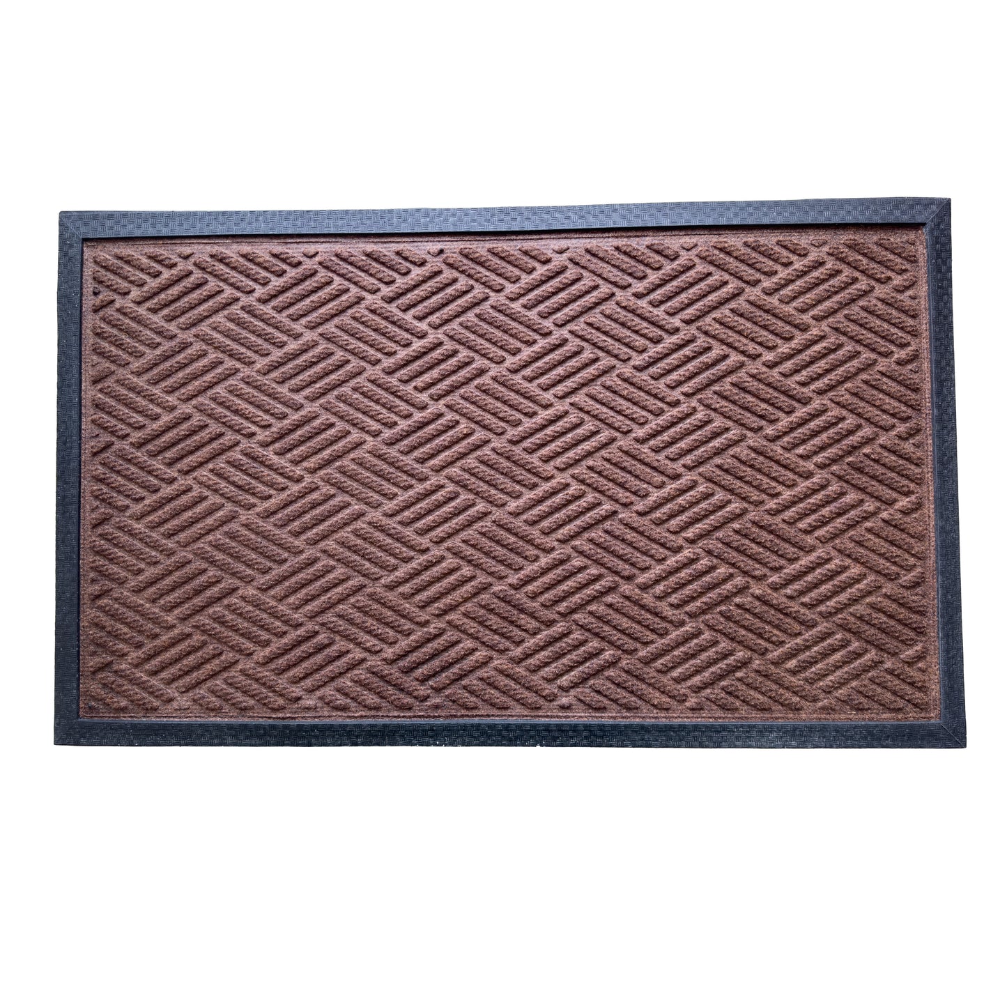 HUSKUS Rectangular Dark grey Rubber-Backed Polypropylene Doormat Stylish, Durable Entrance Mat Brown Block Design for Homes & Offices 45cm X 75CM