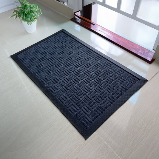 HUSKUS Rectangular Dark grey Rubber-Backed Polypropylene Doormat Stylish, Durable Entrance Mat for Homes & Offices 45cm X 75CM