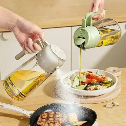 Huskus 2-in-1 Oil Dispenser and Sprayer - 500ml Kitchen Oil Bottle for Cooking, Salad, and BBQ