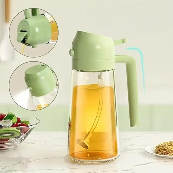 Huskus 2-in-1 Oil Dispenser and Sprayer - 500ml Kitchen Oil Bottle for Cooking, Salad, and BBQ