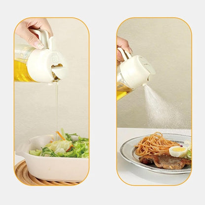 Huskus 2-in-1 Oil Dispenser and Sprayer - 500ml Kitchen Oil Bottle for Cooking, Salad, and BBQ