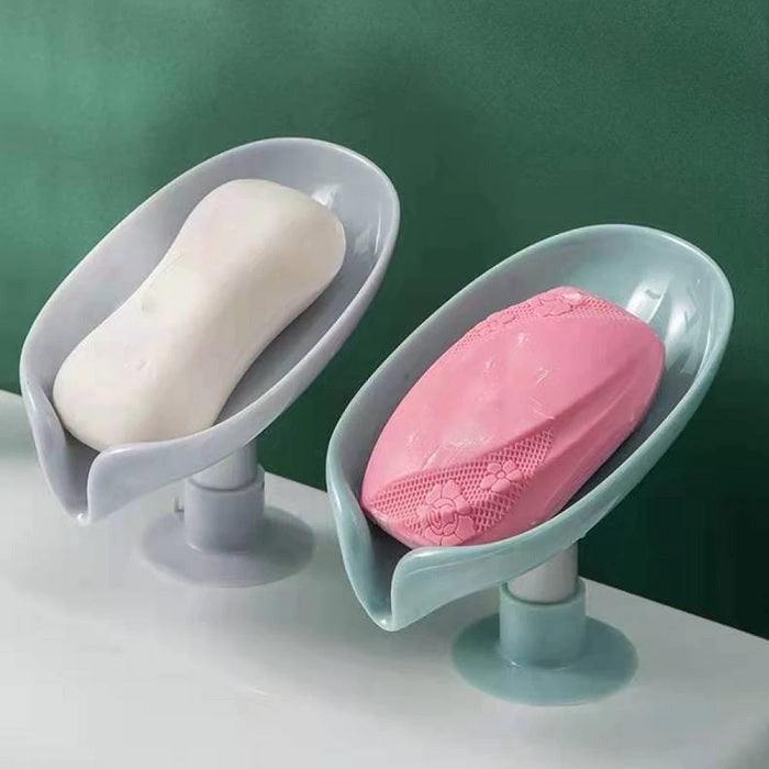 HUSKUS Leaf-Shaped Self-Draining Soap Dish (Pack of 2) - Multicolor Plastic Soap Holder