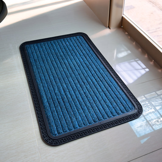 HUSKUS Polypropylene Anti-Skid Rubber Door Mat, Rectangular, Blue Stripe, 60 Centimeters, 40 Centimeters